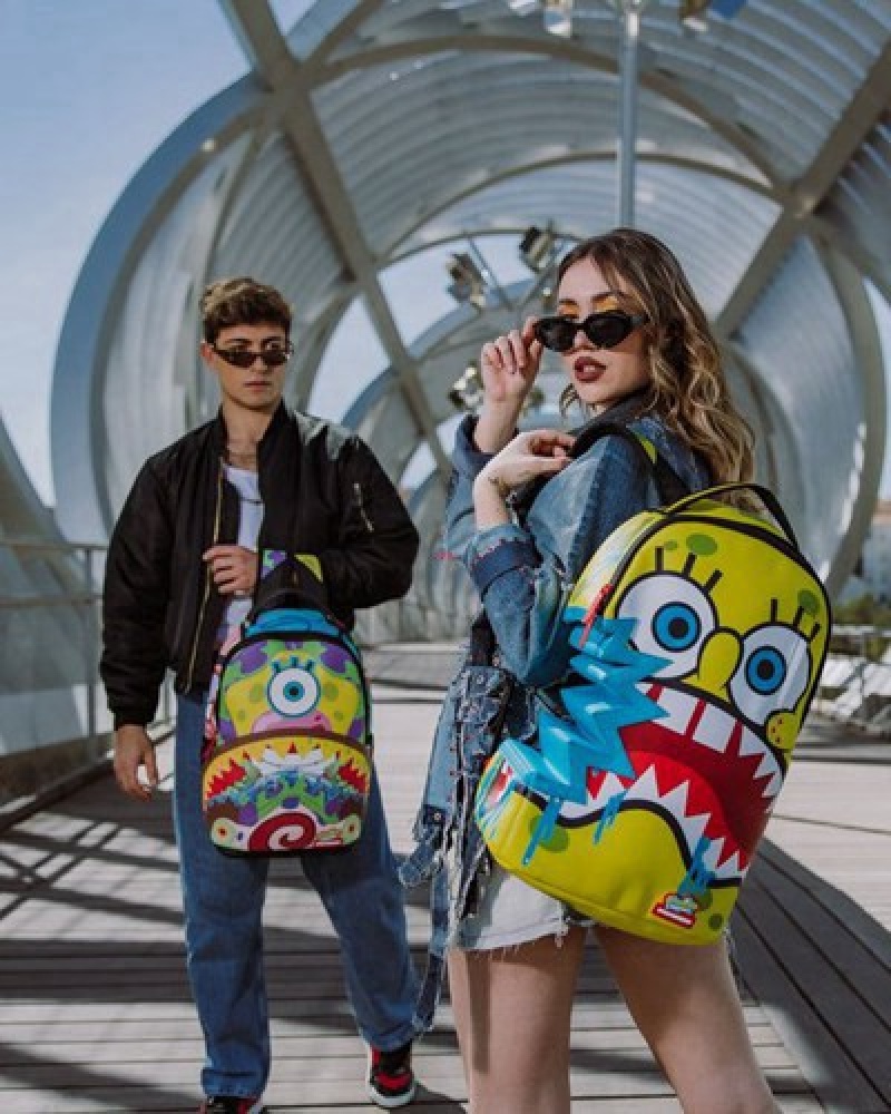 Yellow Sprayground Spongebob Sharkbite (Dlxv) Backpacks | 65341-VMHL