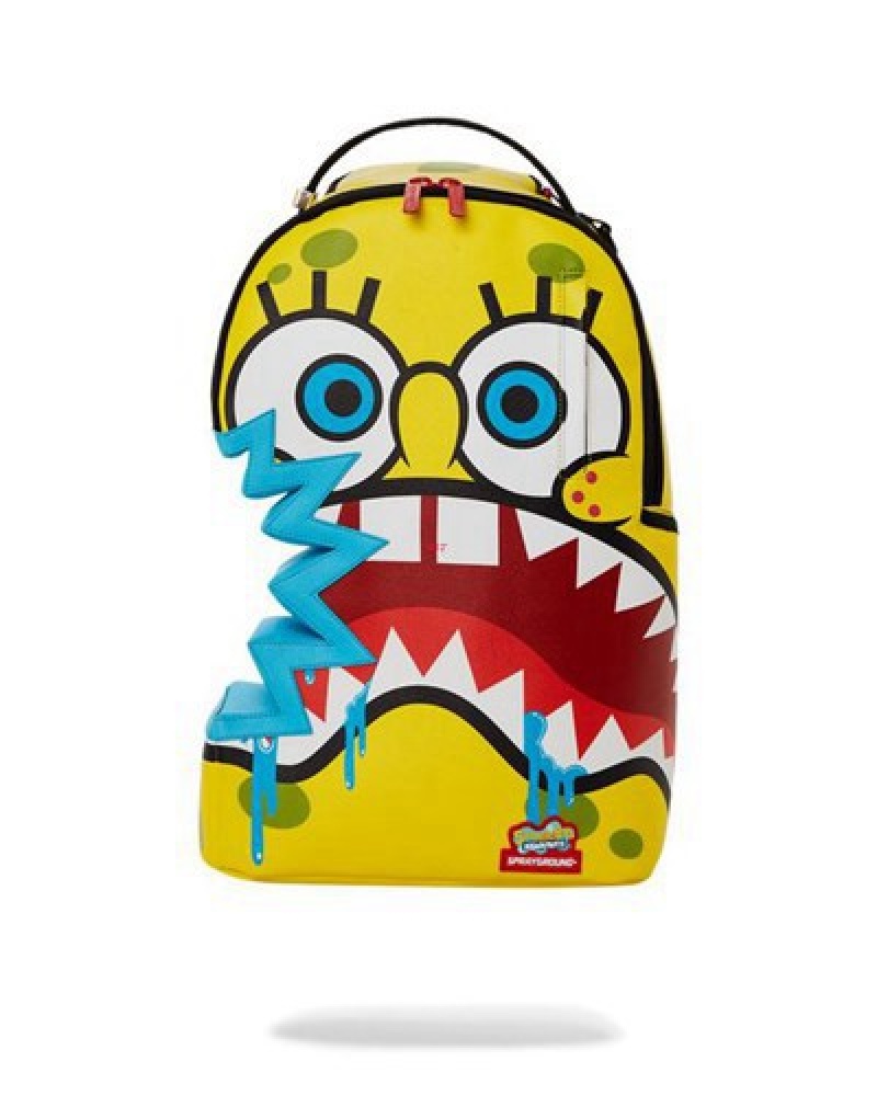 Yellow Sprayground Spongebob Sharkbite (Dlxv) Backpacks | 65341-VMHL