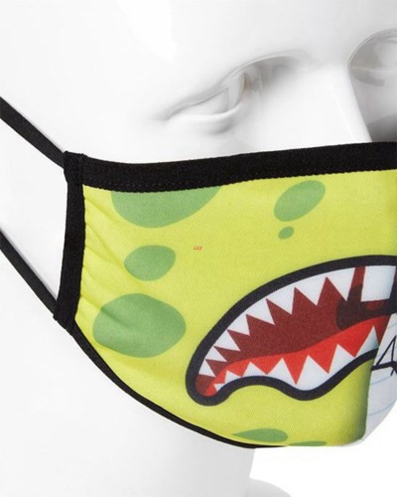 Yellow / White Sprayground Adult Doodlebob Split Shark Form Fitting-covering Face Masks | 06934-DBKC